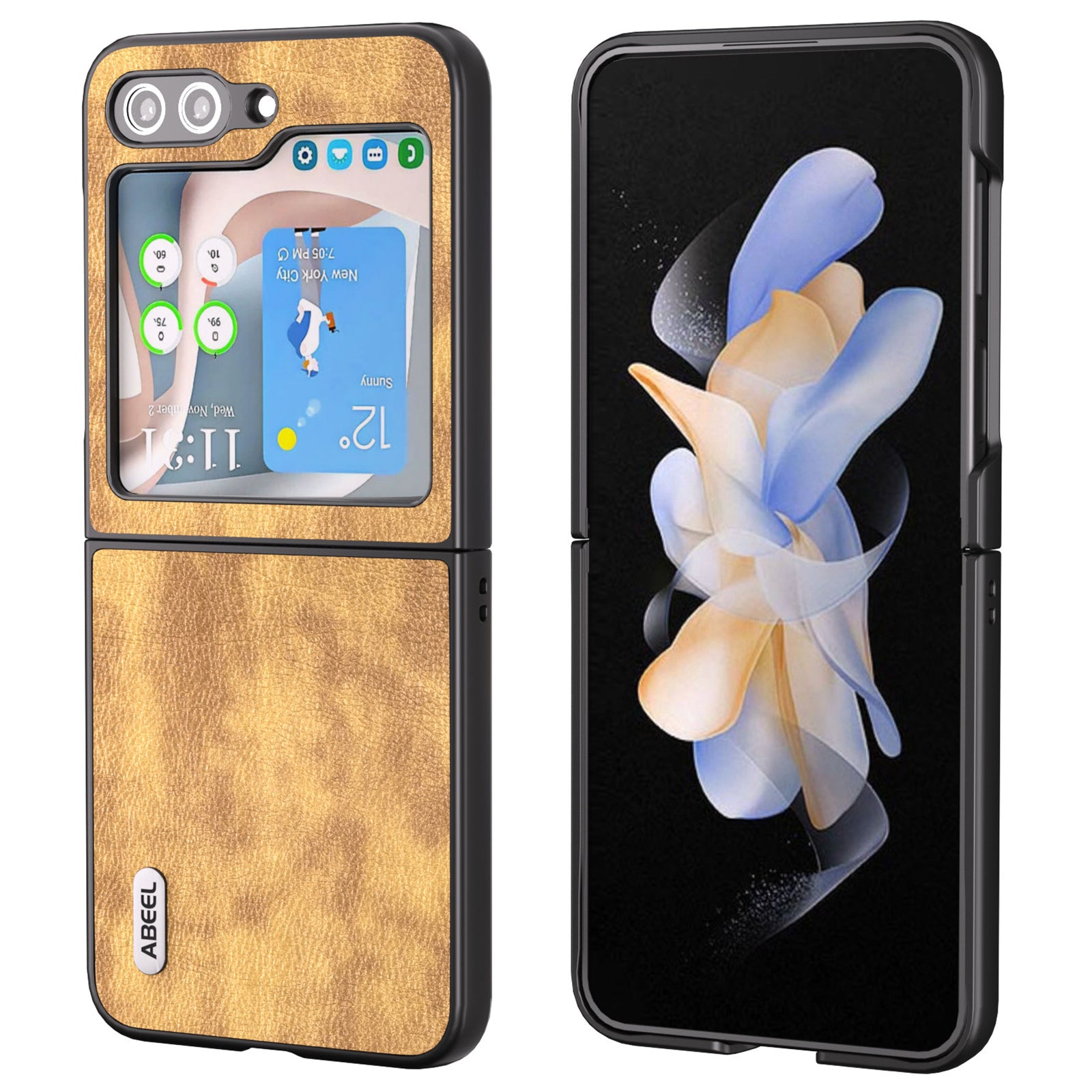 ABEEL Shockproof Case for Samsung Galaxy Z Flip5 5G Retro Litchi Texture Phone Case PU Leather Coated Phone Shell ABEEL Shockproof Case for Samsung Galaxy Z Flip5 5G Retro Litchi Texture Phone Case PU Leather Coated Phone Shell